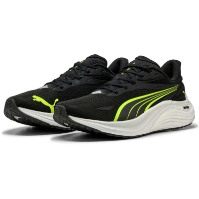 Afbeelding van Puma Electrify Nitro 4 Hardloopschoenen voor op de weg, Heren, Maat: 40, Black/yellow alert/feather gray Textiel/ synthetisch