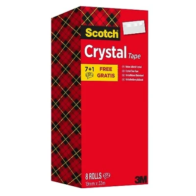 Afbeelding van Plakband Scotch Crystal 600 19mmx33m transparant 7+1 gratis
