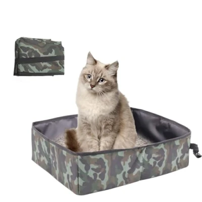 Afbeelding van Draagbare kattenbakvulling, opvouwbaar, waterdicht, ademend, voor reizen en kamperen, grote maat (legergroen)