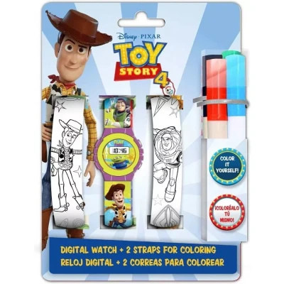 Afbeelding van Disney Pixar Toy Story Digitaal Horloge met inkleurbare bandjes &amp; Stiften in Blister Cadeau