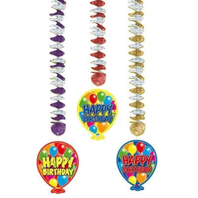Afbeelding van Hangdecoratie Happy Birthday 3 stuks