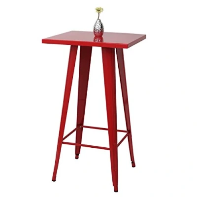 Afbeelding van Hoge tafel HWC A73, bistrotafel bartafel, metaal industrieel ontwerp 105x60x60cm rood