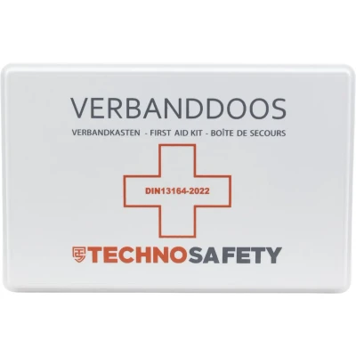 Afbeelding van Technosafety Verbanddoos DIN13164 2022 + Wandhouder EHBO Set Internationaal Goedgekeurd Verbandkast First Aid Kit