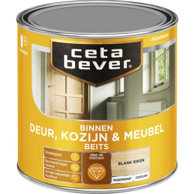 Afbeelding van Ceta Bever Binnenbeits Deur, Kozijn &amp; Meubel Zijdeglans Blank Eiken 0104 0,25 liter Blanke lak Beits