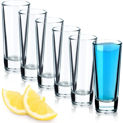 Afbeelding van KADAX Borrelglazen van natrium calciumglas, 6 stuks, vaatwasmachinebestendig, dikke bodem, whisky, tequila, wodka (transparant)