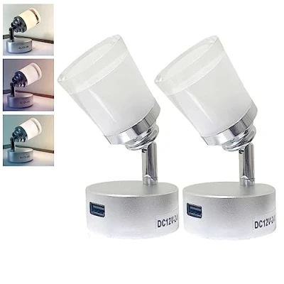 Afbeelding van Intckwan 2 stuks 12 V led lampen voor camper, leeslamp met USB, 3 W, touch dimmer, geelwit en warm licht, auto, vrachtwagen, caravan, boot (2