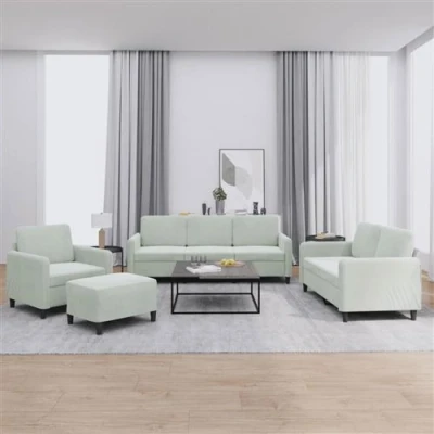 Afbeelding van vidaXL 4 delige Loungeset fluweel lichtgrijs
