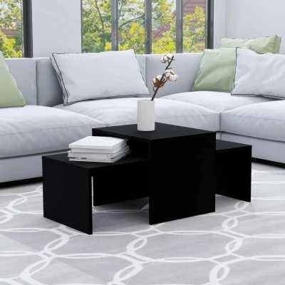 Afbeelding van Salontafelset 100x48x40 cm spaanplaat zwart