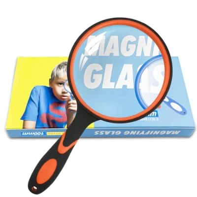 Afbeelding van Fousenuk Leesvergrootglas 100 mm, handvergrootglas met antislip rubberen handgreep, vergrootglas voor kinderen en ouderen, wetenschappelijke boeken, kranten, insecten, vrije tijd