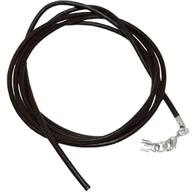 Afbeelding van Unbespielt Leren band lengte 1 m verkort zwart unisex sluiting karabijnsluiting zilverkleurig. Breedte 2 mm ketting collier halsketting voor hanger, Leer, zonder steen