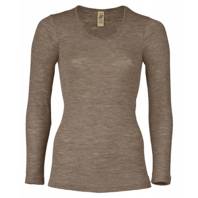Afbeelding van Engel Natur Dames longsleeve wol/zijde walnoot maat 38 40
