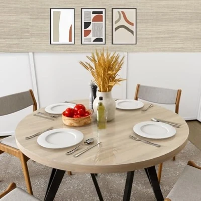 Afbeelding van Mom&#039;s Home Ronde transparante tafelbeschermfolie met afgeronde randen, 2 mm dik, verkrijgbaar in verschillende maten of precies passend, tafelbeschermer van transparant pvc