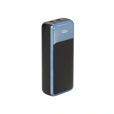 Image de Riva Case Rivapower VA1080 Banque d&#039;alimentation pour les ordinateurs portables, avec LCD 30000 mAh 111 Wh 65 Watt 5 A PD 3.0, QC 3.0 4 connecteurs de sortie (2 x USB C, 2 USB) noir Europe