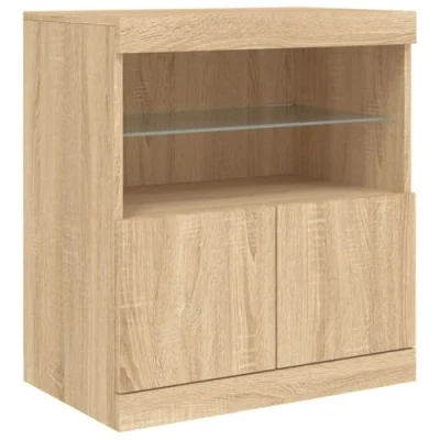 Image de vidaXL Buffet avec lumières LED chêne sonoma 60x37x67 cm836653