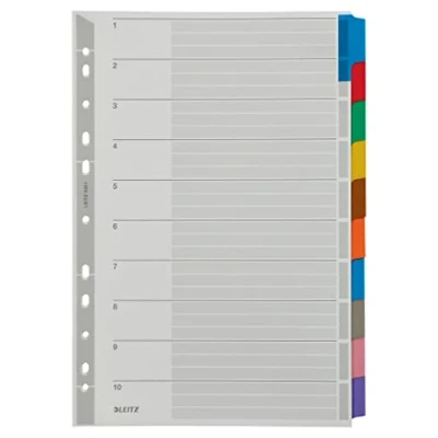 Afbeelding van Leitz 4321 Register DIN A4 blanco Karton Grijs 10 tabbladen 43210000
