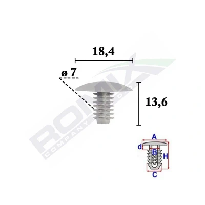 Afbeelding van Clip voor bevestiging van bekledingen ROMIX ROM C70585