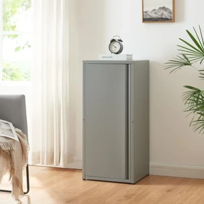 Afbeelding van [en.casa] Metalen kast met deur en 2 in hoogte verstelbare planken, opbergkast industriële stijl, voor kantoor, woonkamer, werkplaats, staal, 88 x 40 35 cm, grijs