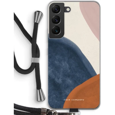 Afbeelding van Case Company® hoesje met Koord geschikt voor Samsung Galaxy S22 Geo #1 Telefoonhoesje Zwart Bescherming aan alle Kanten en Over de Schermrand