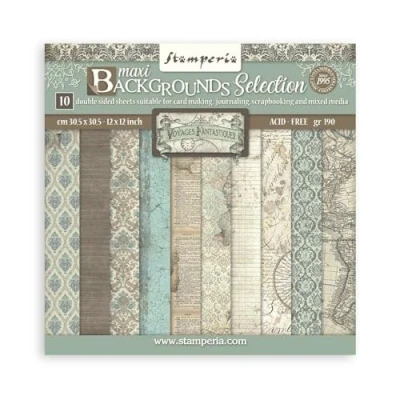 Afbeelding van Stamperia Voyages Fantastiques Maxi Background 12x12 Inch Paper Pack (SBBL147)