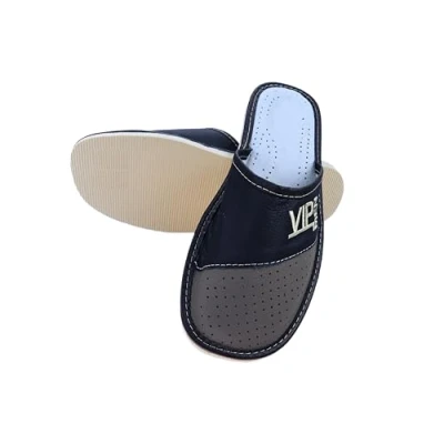 Afbeelding van APREGGIO Lederen herenpantoffels rubberen zool herenpantoffels, Vip Grey