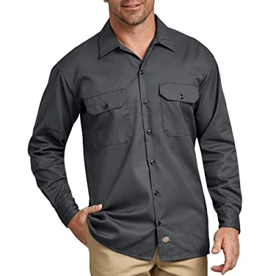 Afbeelding van Dickies heren overhemd lange mouw, Blauw (Donker Navy)