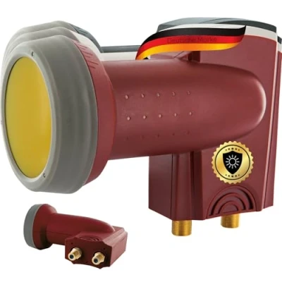 Afbeelding van SCHWAIGER 357 Twin LNB Low Noise Blockconverter Sun Protect digitaal hittebestendig cap accessoires voor satellieten bescherming tegen weersinvloeden gouden contacten baksteenrood