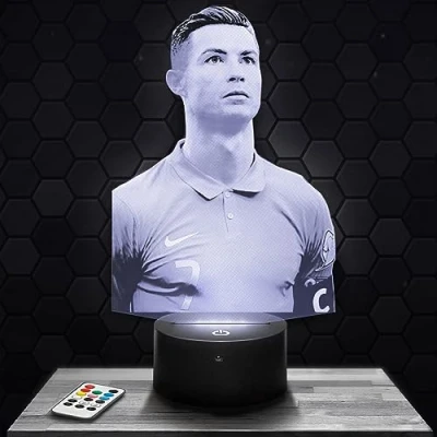 Afbeelding van Nachtlampje nachtlampje, touchscreen, C. Ronaldo Portugal 3D lamp, led illusie, cadeau idee, Kerstmis, verjaardag, jongens en meisjes, nachtlamp, kinderkamer of volwassenen, TOP