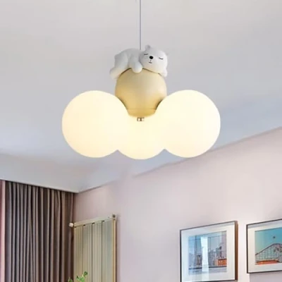 Afbeelding van GUANSHAN LED slapende beer hanglamp cartoon ballon plafondlamp kroonluchter maan armatuur voor slaapkamer, kinderkamer