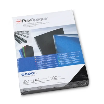 Image de GBC PolyOpaque A4 (210 x 297 mm) 300 micromètres noir 100 unités couverture à reliure polypropylène pour IBICO CombBind ibiMaster 250e