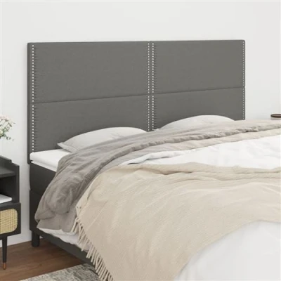 Afbeelding van vidaXL Hoofdborden 4 st 100x5x78/88 cm stof donkergrijs