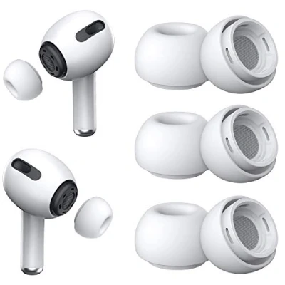 Afbeelding van [3 paar] Vervangende oortips voor Airpods Pro met ruisonderdrukking gat, siliconen draagbare opbergdoos en pasvorm in de oplaadkoffer (gemiddeld, wit)