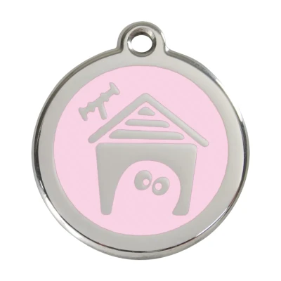 Afbeelding van Dog House Pink roestvrijstalen hondenpenning large/groot dia. 3,8 cm RedDingo