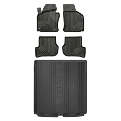 Afbeelding van MOTOS Rubberen automatten en kofferbakmat set voor Skoda Octavia II 2004 2013 Verbeter je reiscomfort met 3D antislip automat vloermatten alle weersomstandigheden,