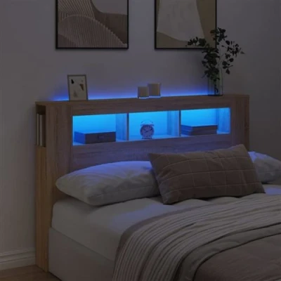 Image de vidaXL Tête de lit à LED chêne sonoma 160x18,5x103,5cm bois ingénierie837353