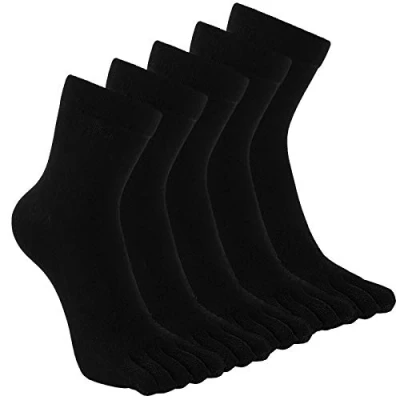 Afbeelding van Teenslippers voor heren, sokken met tenen, vingersokken van katoen, vijf vingersokken, 3/5 paar, zwart, 5 paar