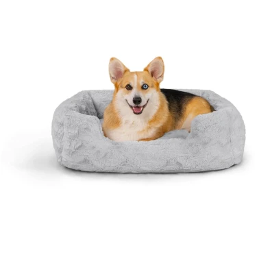 Afbeelding van Best Friends by Sheri Soothe &amp; Snooze Lounge Lux Hondenbed, rechthoekig, wasbaar, traagschuim, maat M, 76,2 x 50,8 cm, grijs