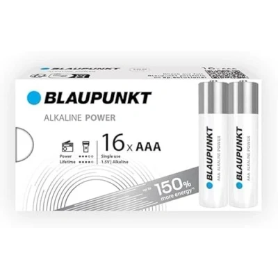 Afbeelding van BLAUPUNKT 16 stuks AAA alkalinebatterijen, ideaal voor wandklokken, tv afstandsbedieningen, LR03BPO/16CB