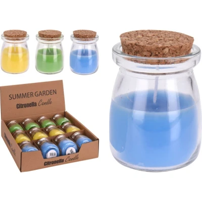 Afbeelding van Citronella kaars in glazen pot met kurk deksel Groen