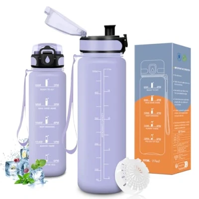 Afbeelding van Vikaster Fitnessfles, 0,5 l, fietsfles, sportfles, geschikt voor koolzuurhoudende dranken, kinderen, fiets, school, fitness, outdoor