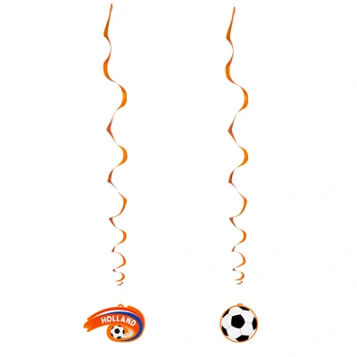 Afbeelding van Voetbal Hangdecoratie Swirls Holland 85cm Set van 2 stuks