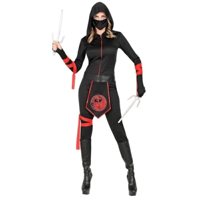 Afbeelding van Widmann Ninja &amp; Samurai Kostuum Charmante Starlight Vrouw Rood, Zwart Small Carnavalskleding Verkleedkleding