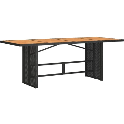 Afbeelding van Tuintafel met acaciahouten blad 190x80x75 cm poly rattan zwart