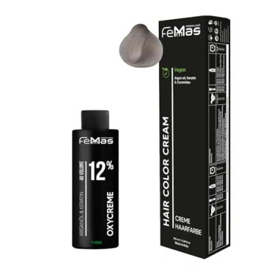 Afbeelding van Femmas Super blekende haarverfset beige 913 I Hair Color Cream 100 ml + oxycrème 12% permanente haarkleur ontwikkelaar zacht en duurzaam haarverf