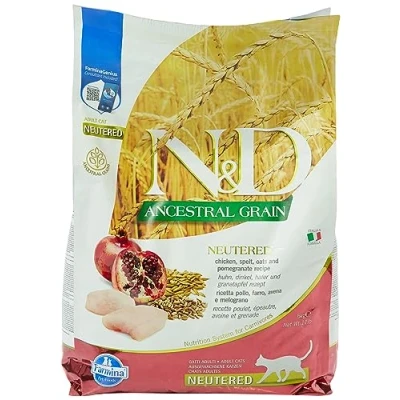 Afbeelding van 5kg Farmina N&amp;D Cat Ancestral Grain Neutered Kip &amp; Granaatappel Droogvoer voor katten