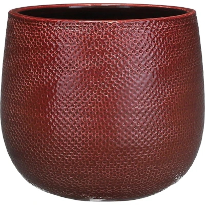 Afbeelding van Mica Decorations gabriel ronde bloempot bordeaux maat in cm: 19 x 21