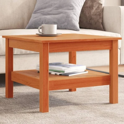 Afbeelding van Salontafel 55x55x40 cm massief grenenhout wasbruin