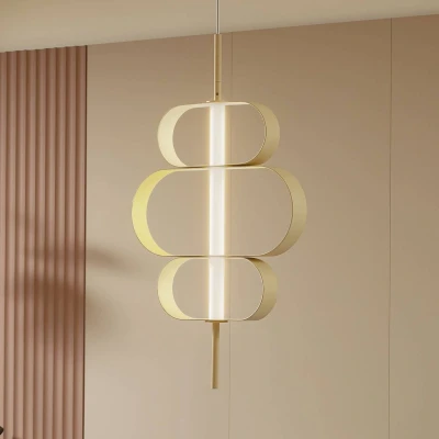 Afbeelding van Lucande hanglamp 1licht Metaal H: 79 cm beige, wit Inclusief lichtbron