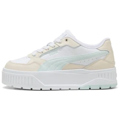 Afbeelding van Puma Karmen II Idol damessneakers, wit/pacific blue/alpine sneeuw, maat 38, Alpensneeuw wit en vredig, 38,5 EU, Vredige witte alpine sneeuw