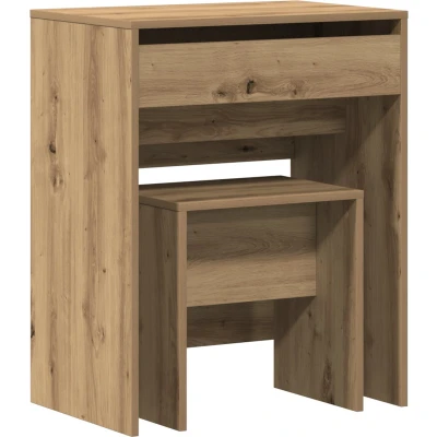 Afbeelding van vidaXL Kaptafel Artisan oak Hout Compact Spiegel Rechthoekig Modern