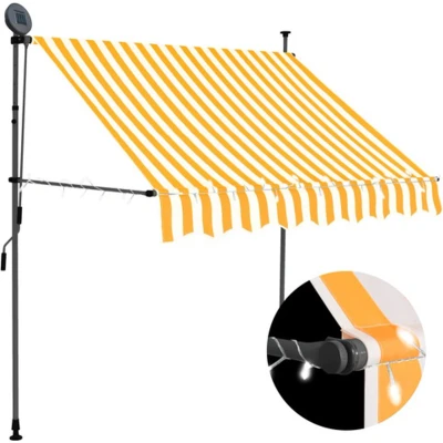 Afbeelding van Luifel handmatig uitschuifbaar met LED 100 cm wit en oranje